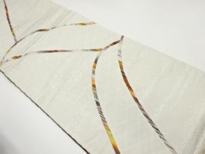 切り嵌め抽象波に菱模様織出し袋帯